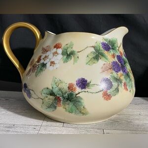 RS Tillowitz Silesia Blackberry Floral Porcelain Pitcher. Germany